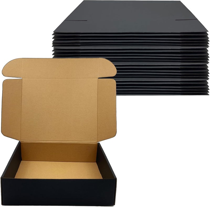 Livejun 24 Pack 11x9x3 inch Black Shipping Boxes ，Cardboard Packaging Boxes for Mailing Shipping Corrugated Cardboard Boxes for Packaging Small Business Craft Flat Shipping Boxes Empty Gifts Giving Products - Image 1